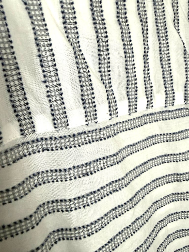Bridge & Burn Striped Cotton Popover Blouse Navy White Cap Sleeve Portland — image 4 of 6
